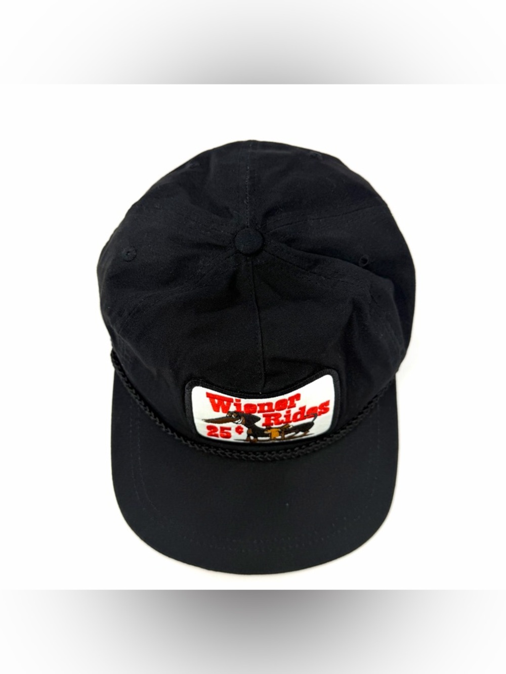 Wiener Rides 25¢ Cents Retro Vintage Style Trucker Rope Hat Snapback Cap Black - Picture 2 of 7